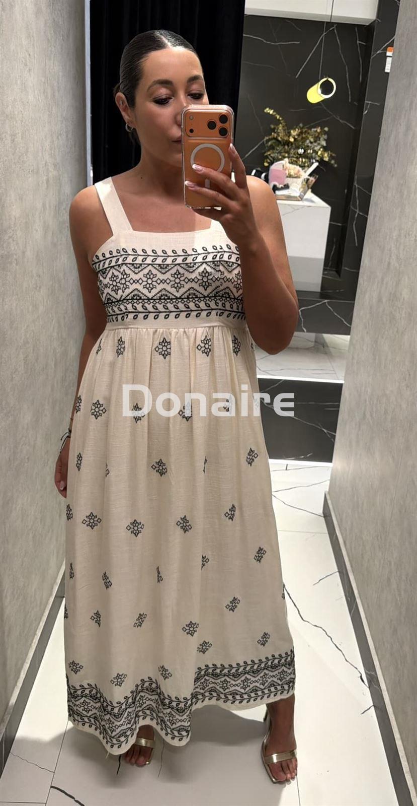 Vestido largo bicolor bordado NKN - Imagen 3