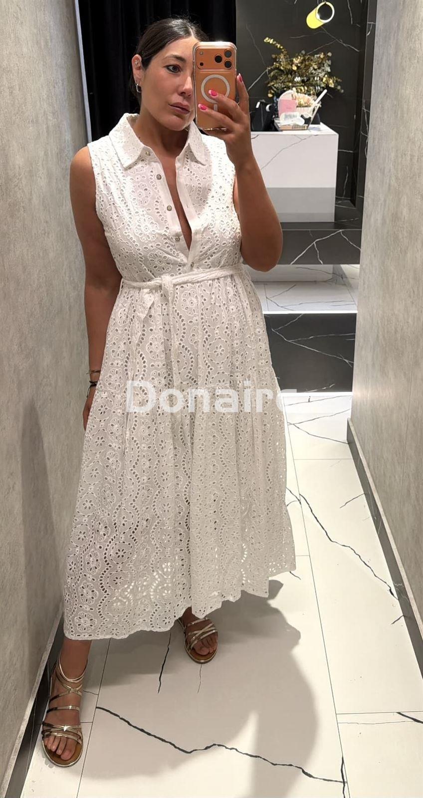 Vestido largo camisero bordado suizo NKN - Imagen 1