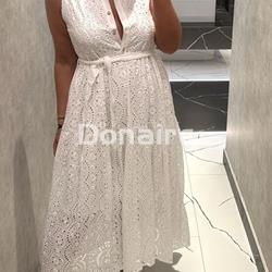 Vestido largo camisero bordado suizo NKN - Imagen 1