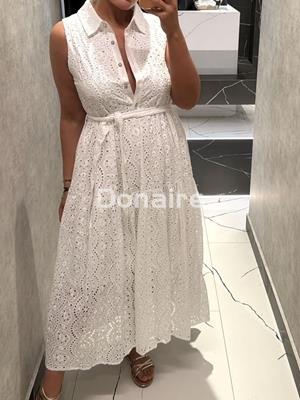Vestido largo camisero bordado suizo NKN - Imagen 1