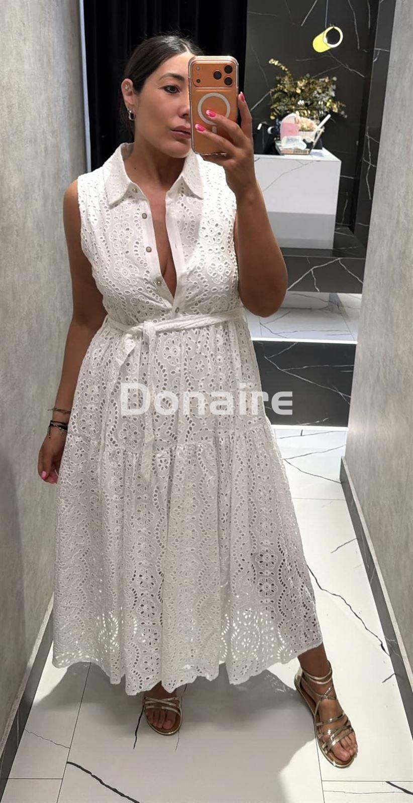 Vestido largo camisero bordado suizo NKN - Imagen 3