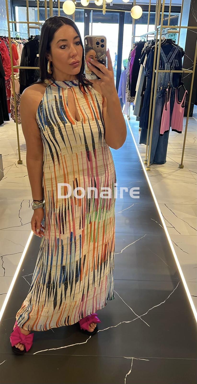 Vestido largo estampado multiraya Lola Casademunt - Imagen 1