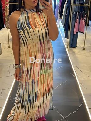 Vestido largo estampado multiraya Lola Casademunt - Imagen 1