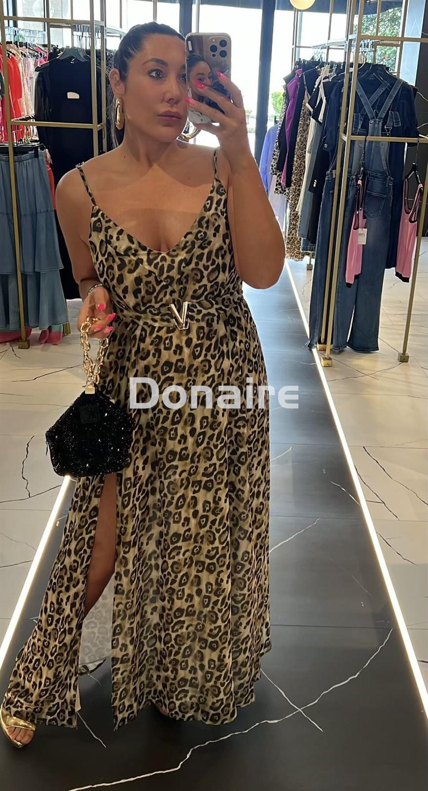 Vestido largo gasa animal print Koralline - Imagen 1
