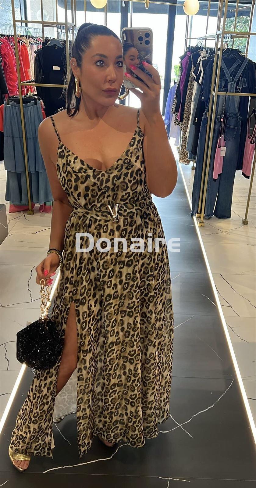 Vestido largo gasa animal print Koralline - Imagen 2