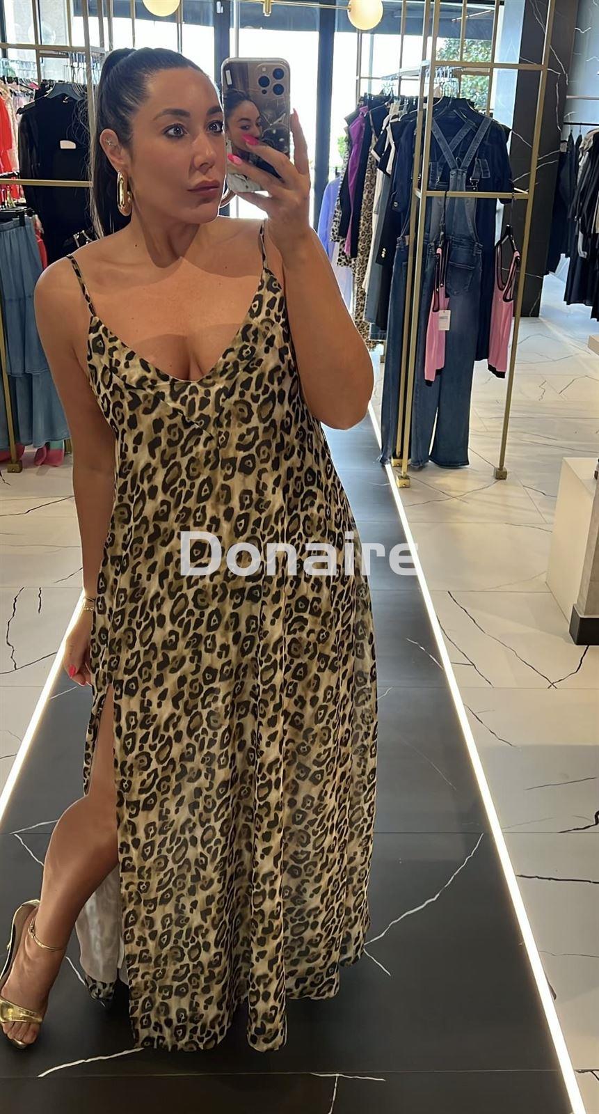Vestido largo gasa animal print Koralline - Imagen 4