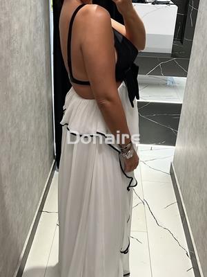 Vestido largo gasa blanco y negro L’CECCI - Imagen 2