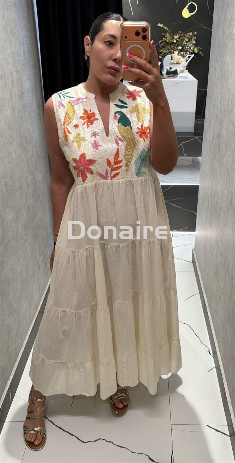 Vestido largo loros lentejuelas Lola Casademunt - Imagen 1