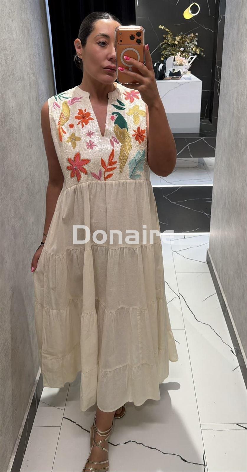 Vestido largo loros lentejuelas Lola Casademunt - Imagen 2