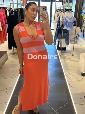 Vestido largo punto rayas bicolor Lola Casademunt - Imagen 1