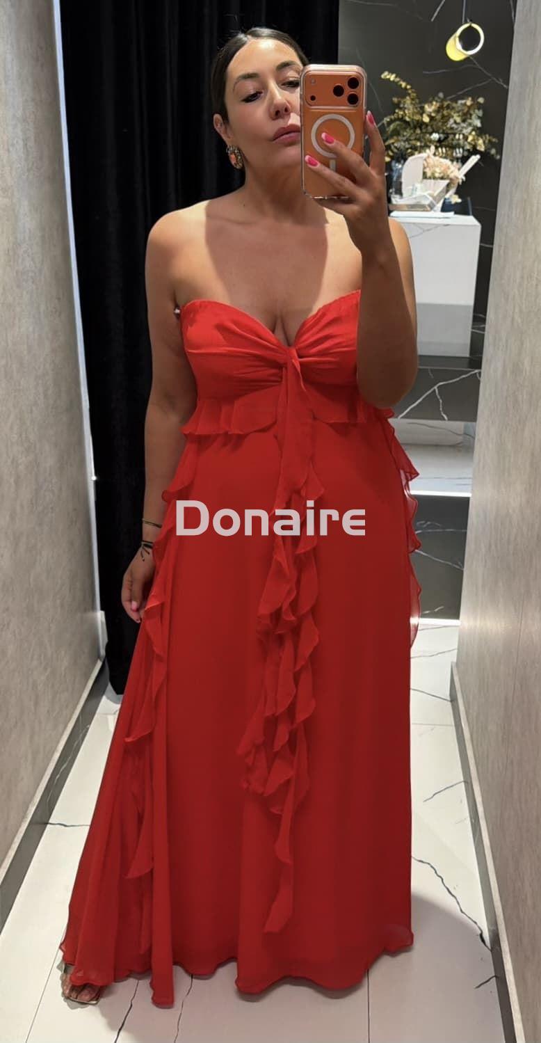Vestido largo rojo gasa Lez a Lez - Imagen 1