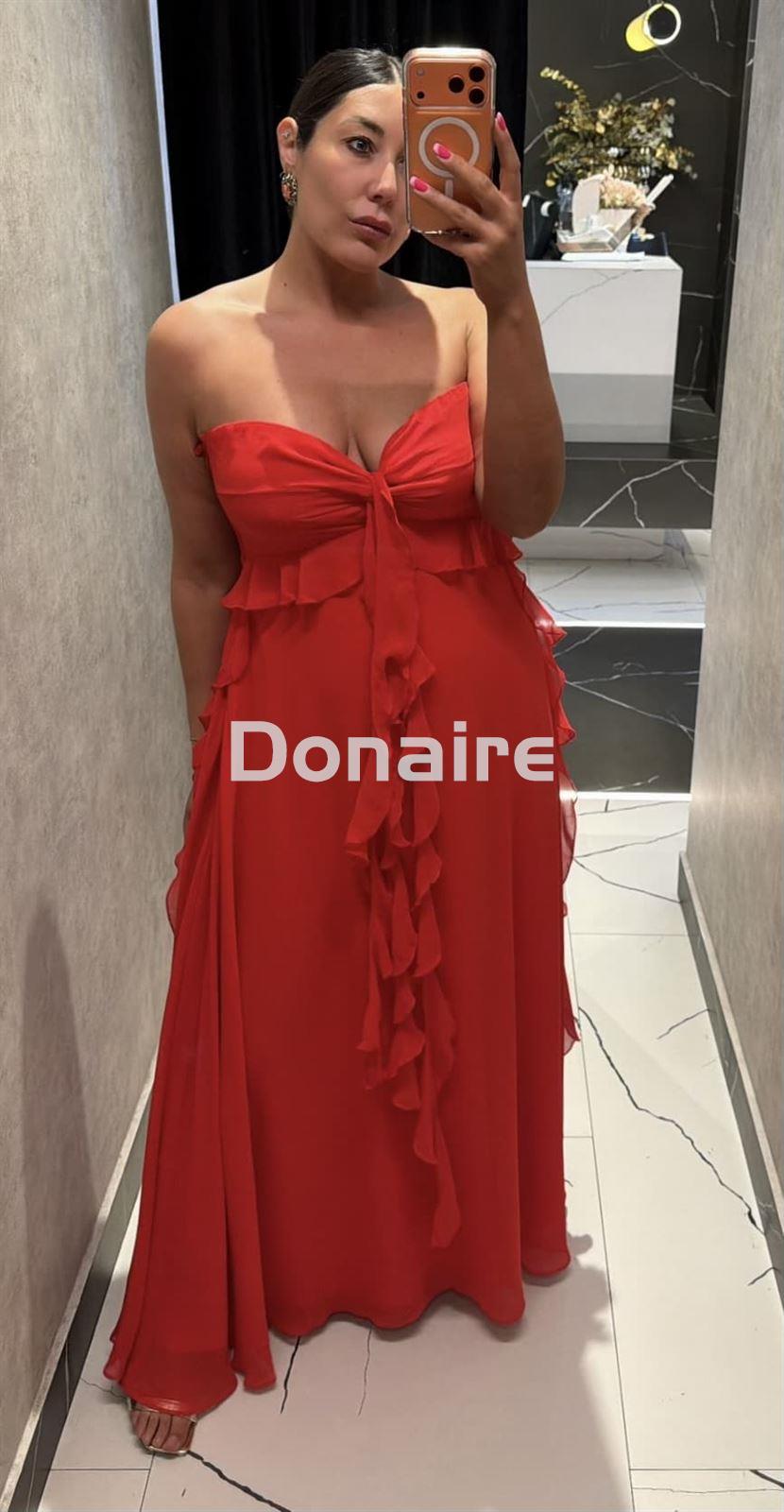 Vestido largo rojo gasa Lez a Lez - Imagen 2