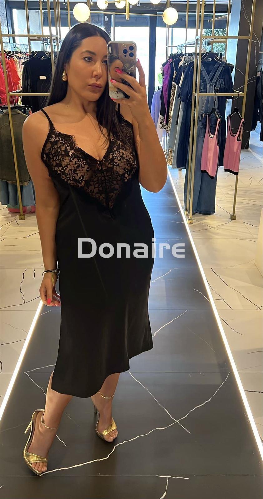 Vestido lencero negro Koralline - Imagen 1