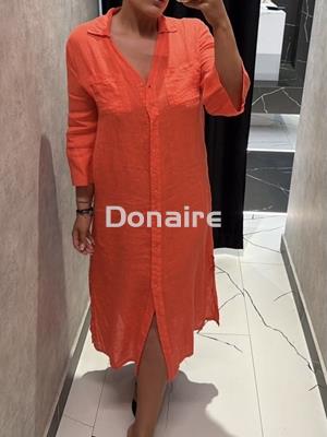 Vestido lino coral neón WNT - Imagen 1