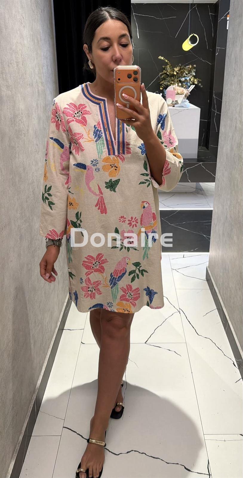 Vestido lino print multicolor Lola Casademunt - Imagen 1