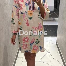 Vestido lino print multicolor Lola Casademunt - Imagen 1