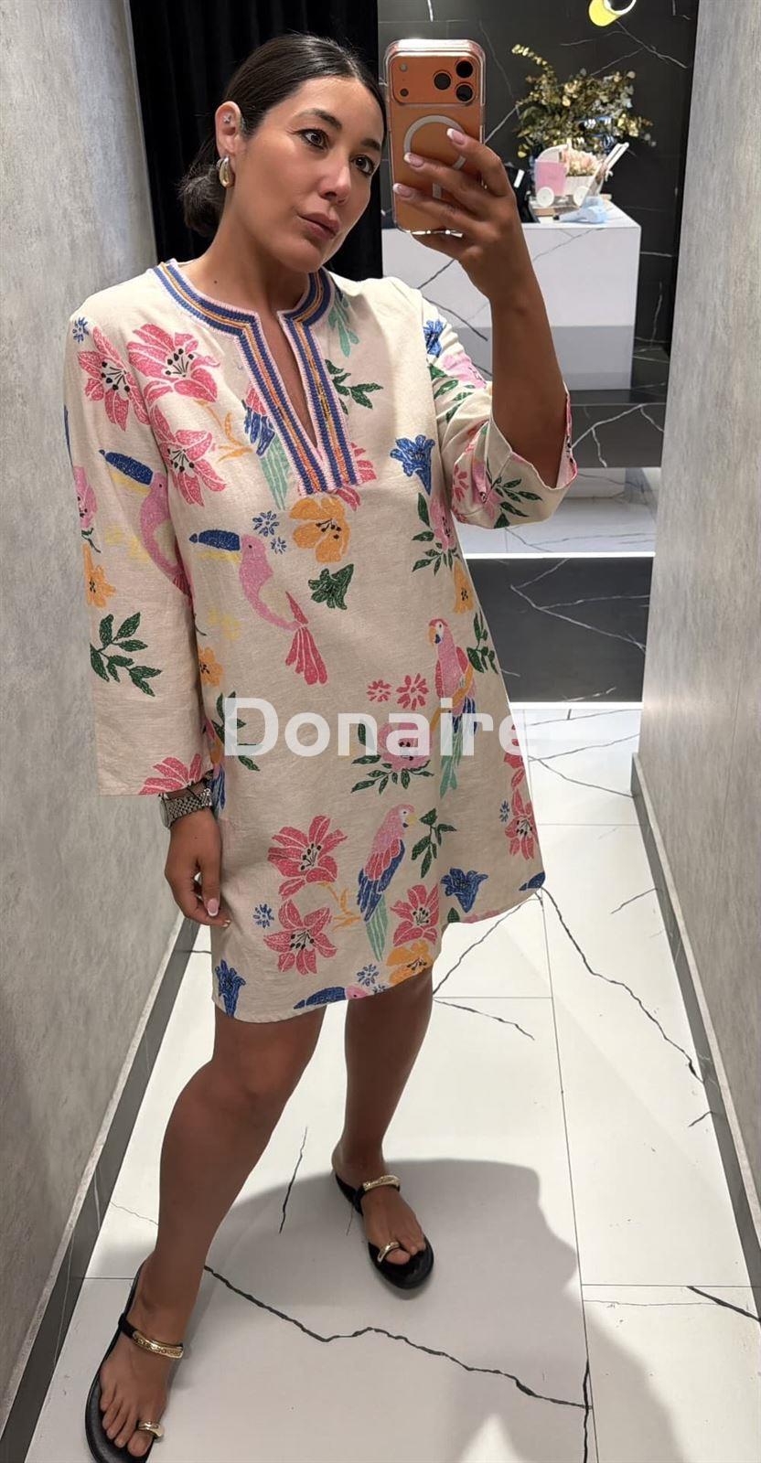 Vestido lino print multicolor Lola Casademunt - Imagen 3