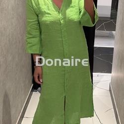 Vestido lino verde flúor WNT - Imagen 1