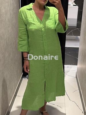 Vestido lino verde flúor WNT - Imagen 1