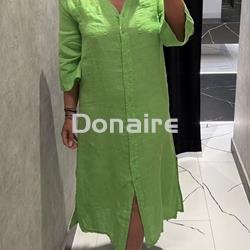 Vestido lino verde flúor WNT - Imagen 2