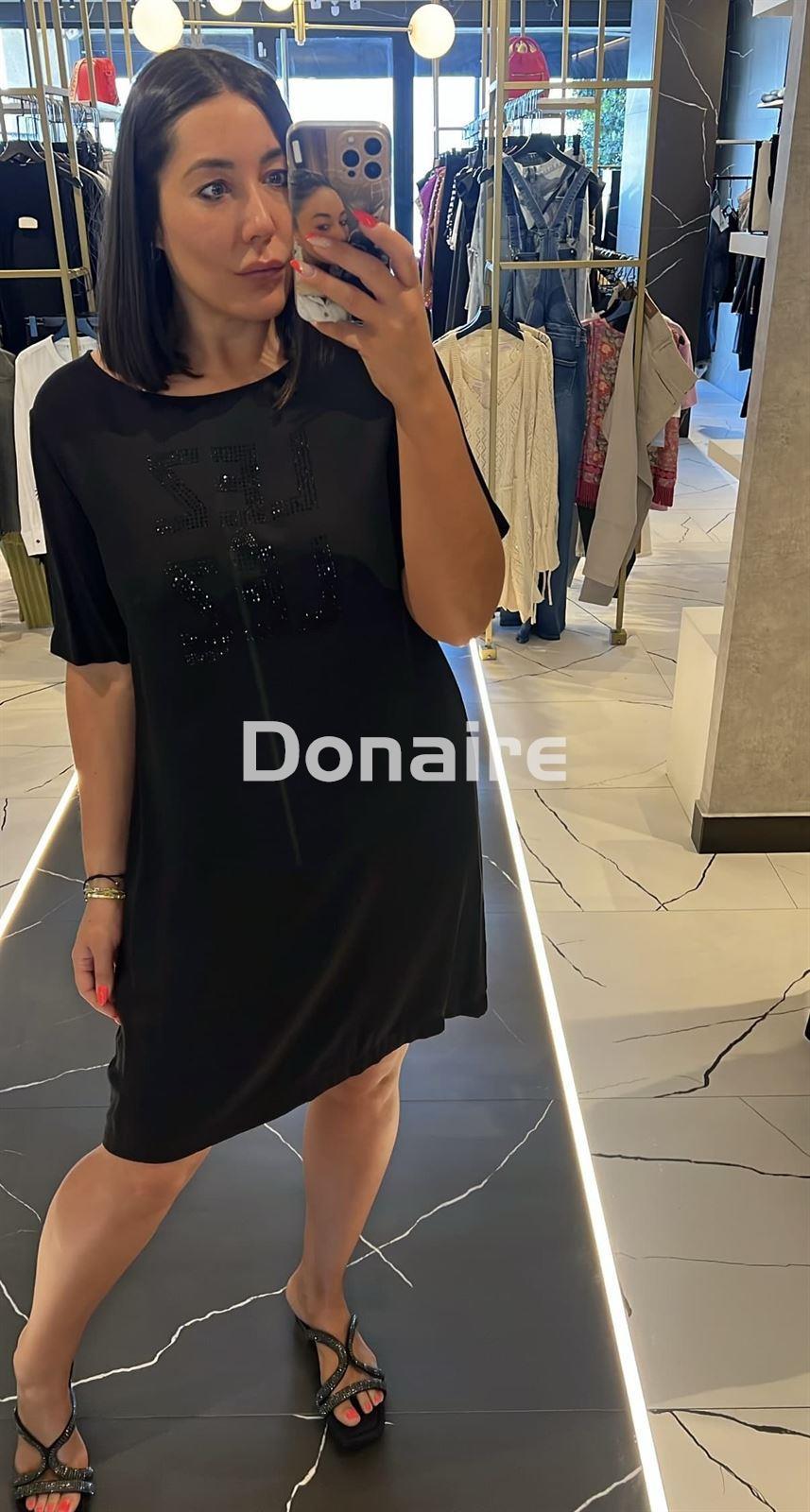 Vestido manga corta negro strass Lez a Lez - Imagen 1
