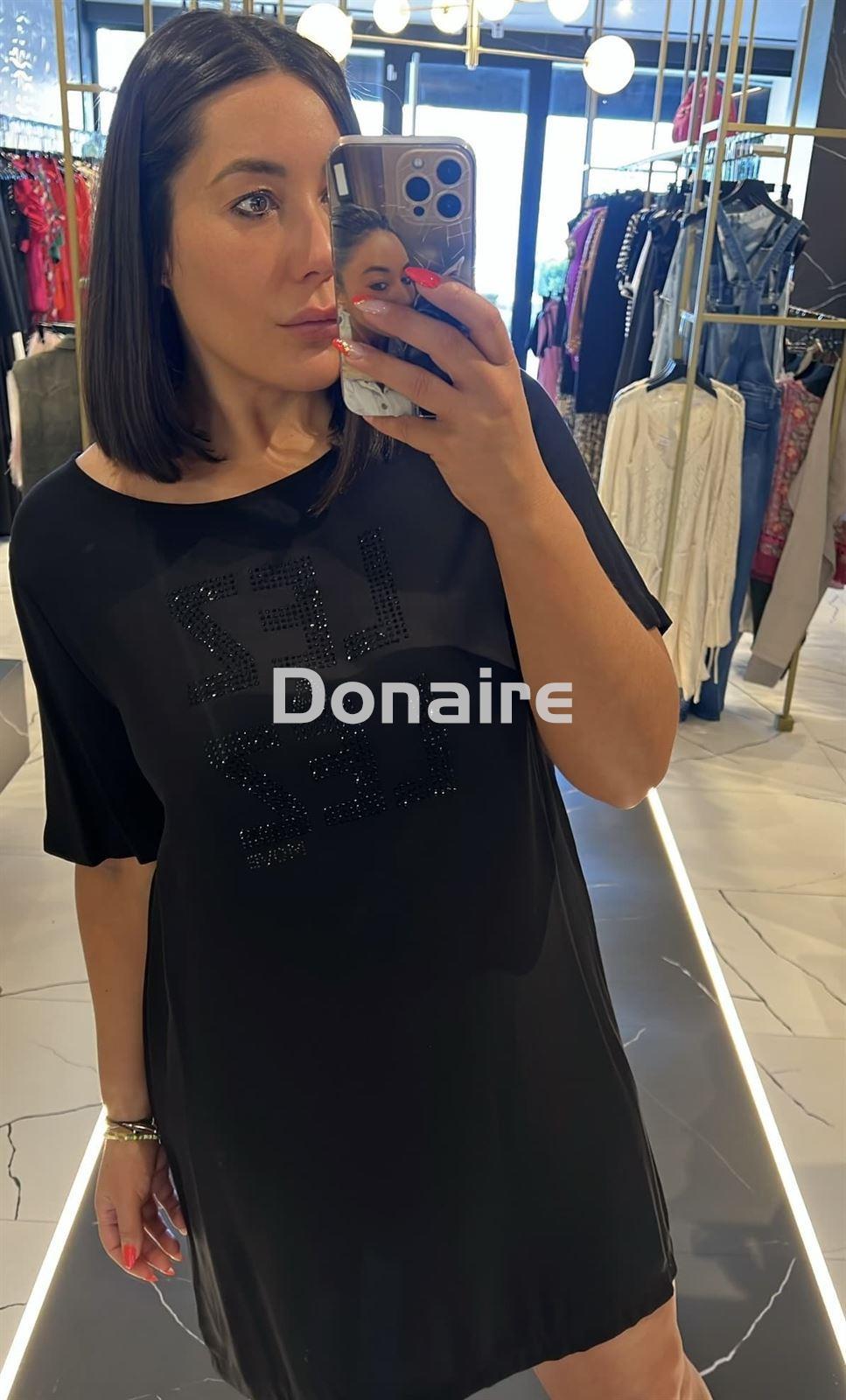 Vestido manga corta negro strass Lez a Lez - Imagen 2