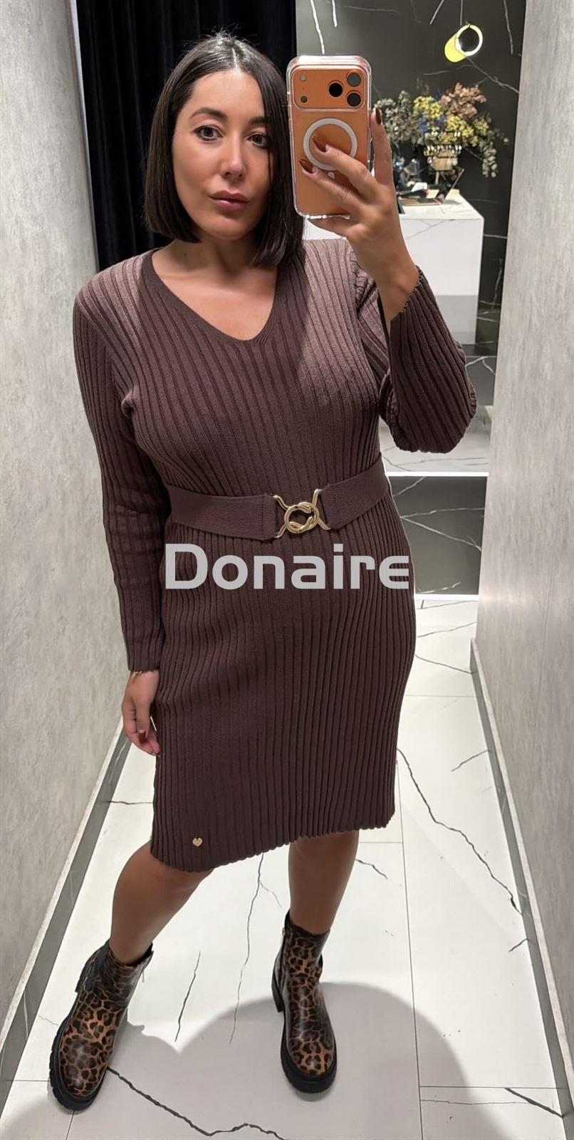 Vestido marrón punto de canalé Lolita - Imagen 1