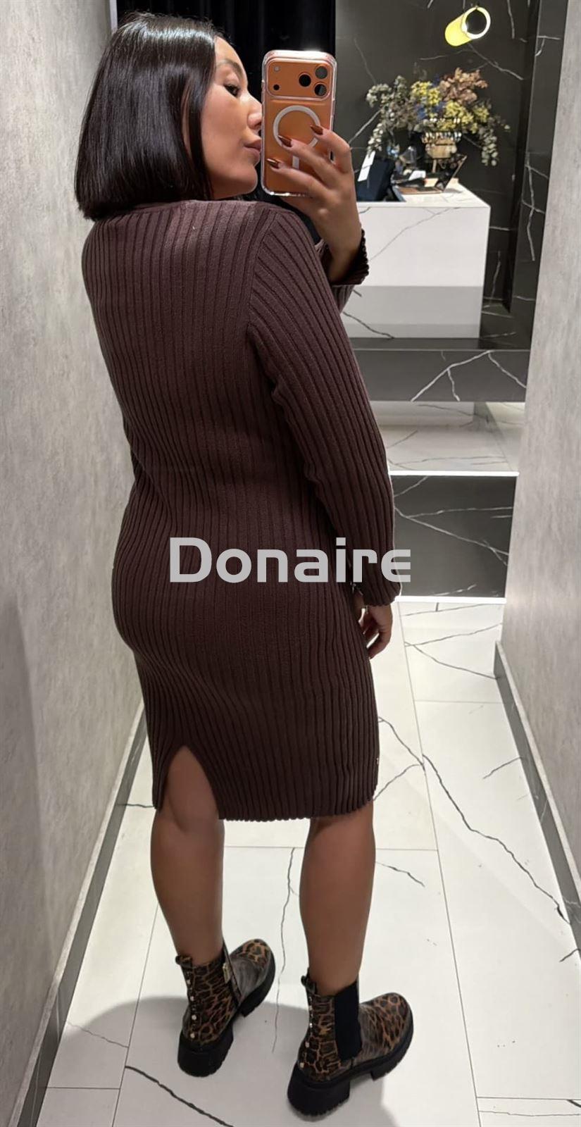 Vestido marrón punto de canalé Lolita - Imagen 4