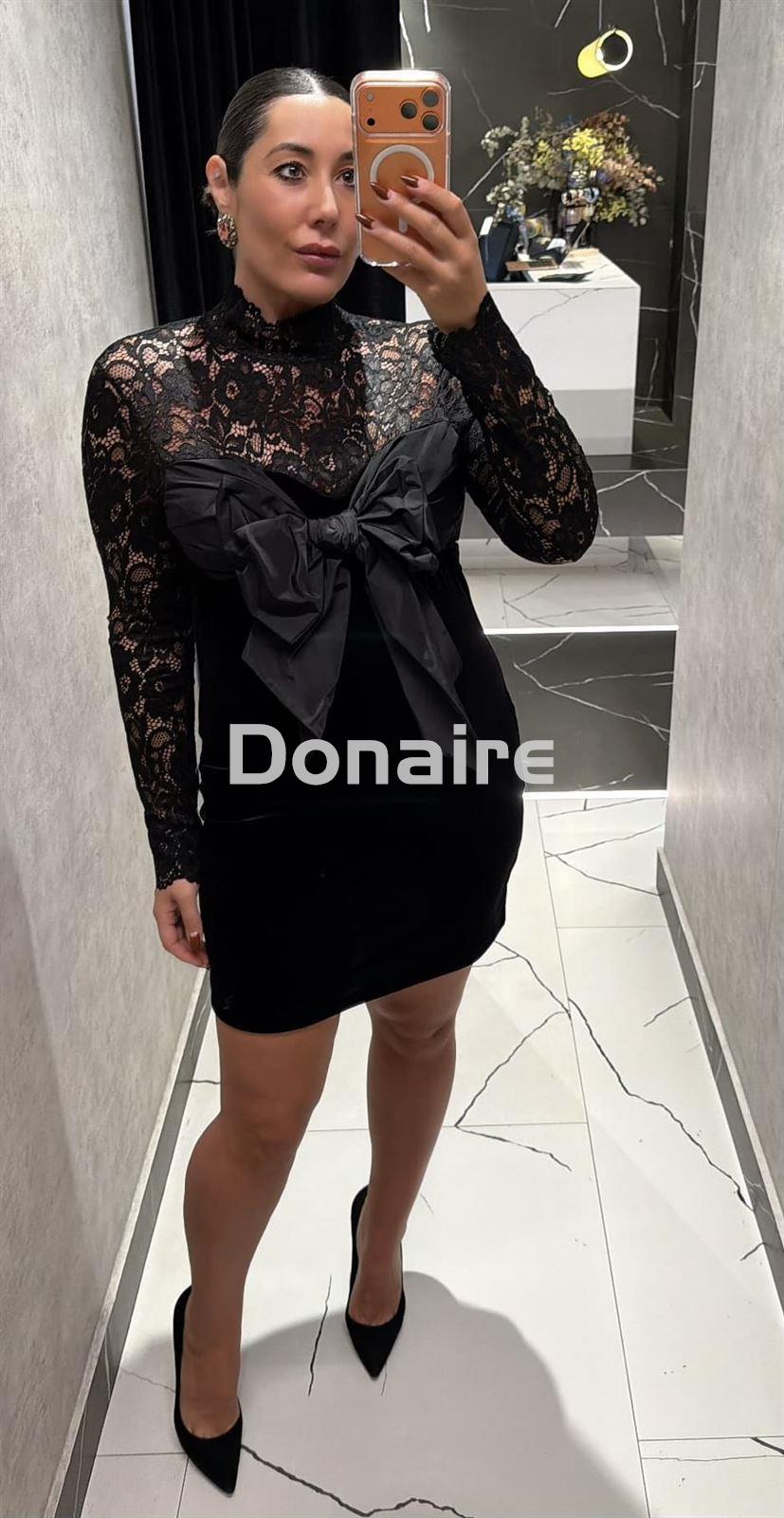 Vestido maxi lazada encaje y terciopelo Dixie - Imagen 1