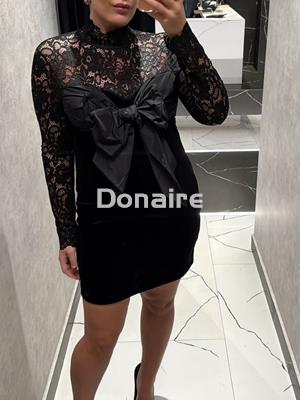 Vestido maxi lazada encaje y terciopelo Dixie - Imagen 1
