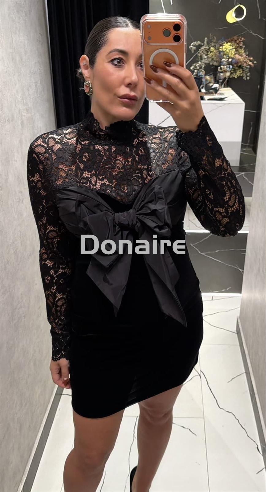 Vestido maxi lazada encaje y terciopelo Dixie - Imagen 2