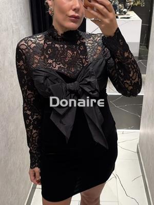 Vestido maxi lazada encaje y terciopelo Dixie - Imagen 2