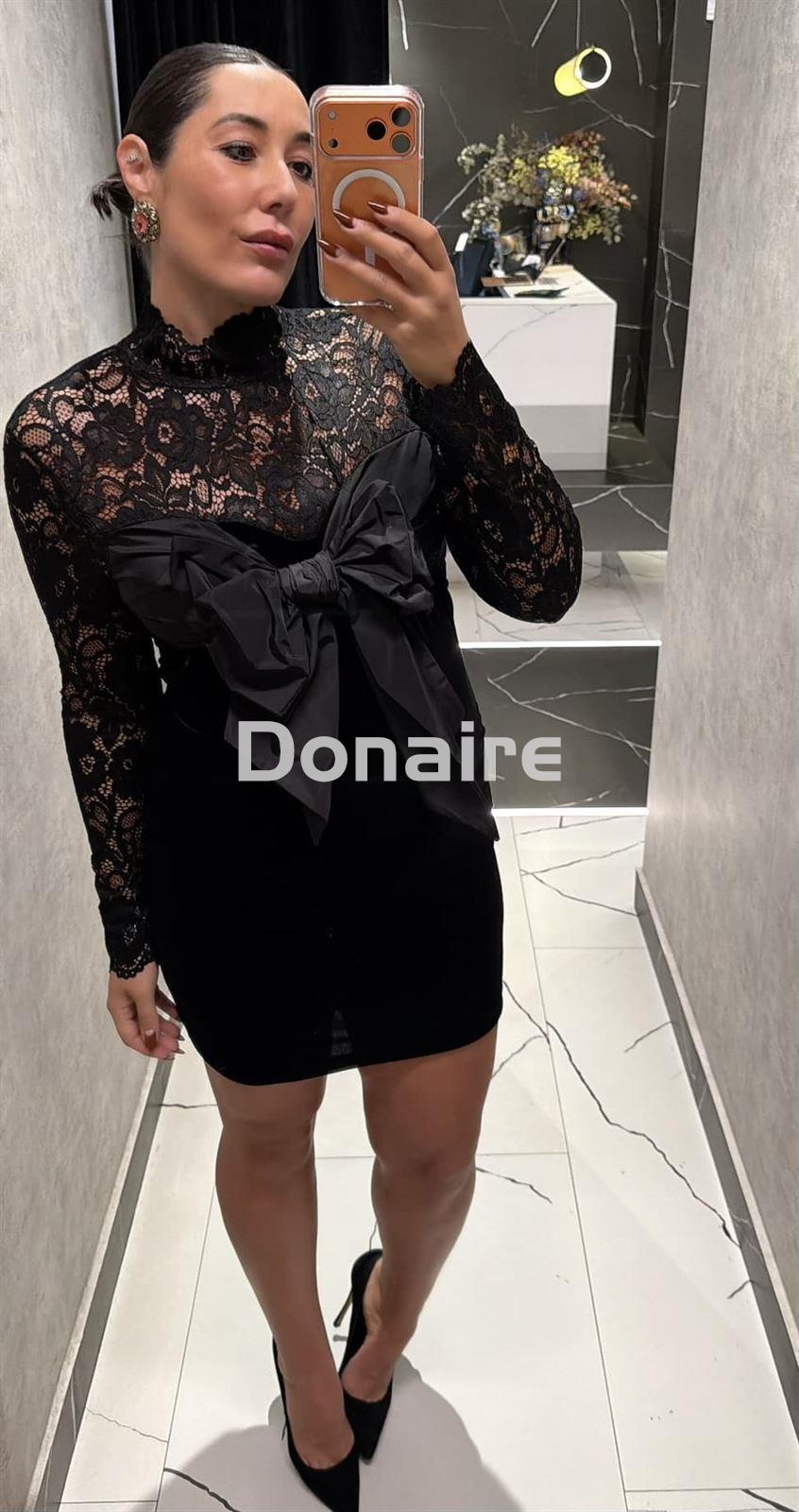 Vestido maxi lazada encaje y terciopelo Dixie - Imagen 3