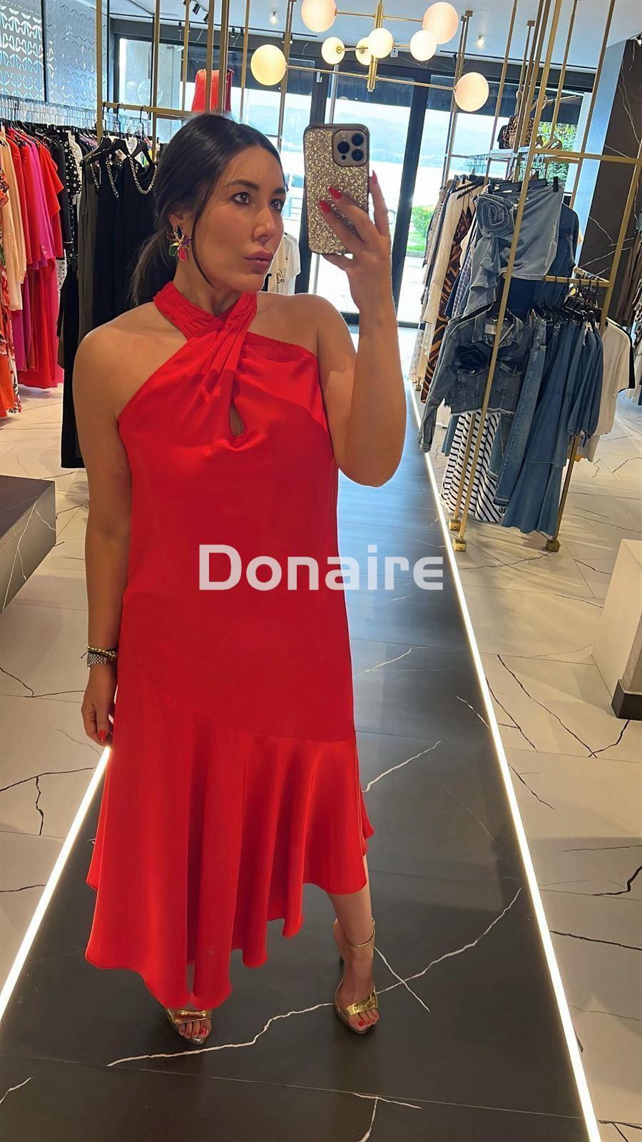 Vestido midi cuello halter cruzado Maite - Imagen 1
