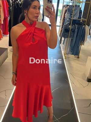 Vestido midi cuello halter cruzado Maite - Imagen 1