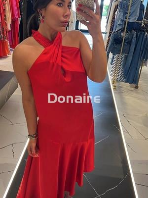 Vestido midi cuello halter cruzado Maite - Imagen 2