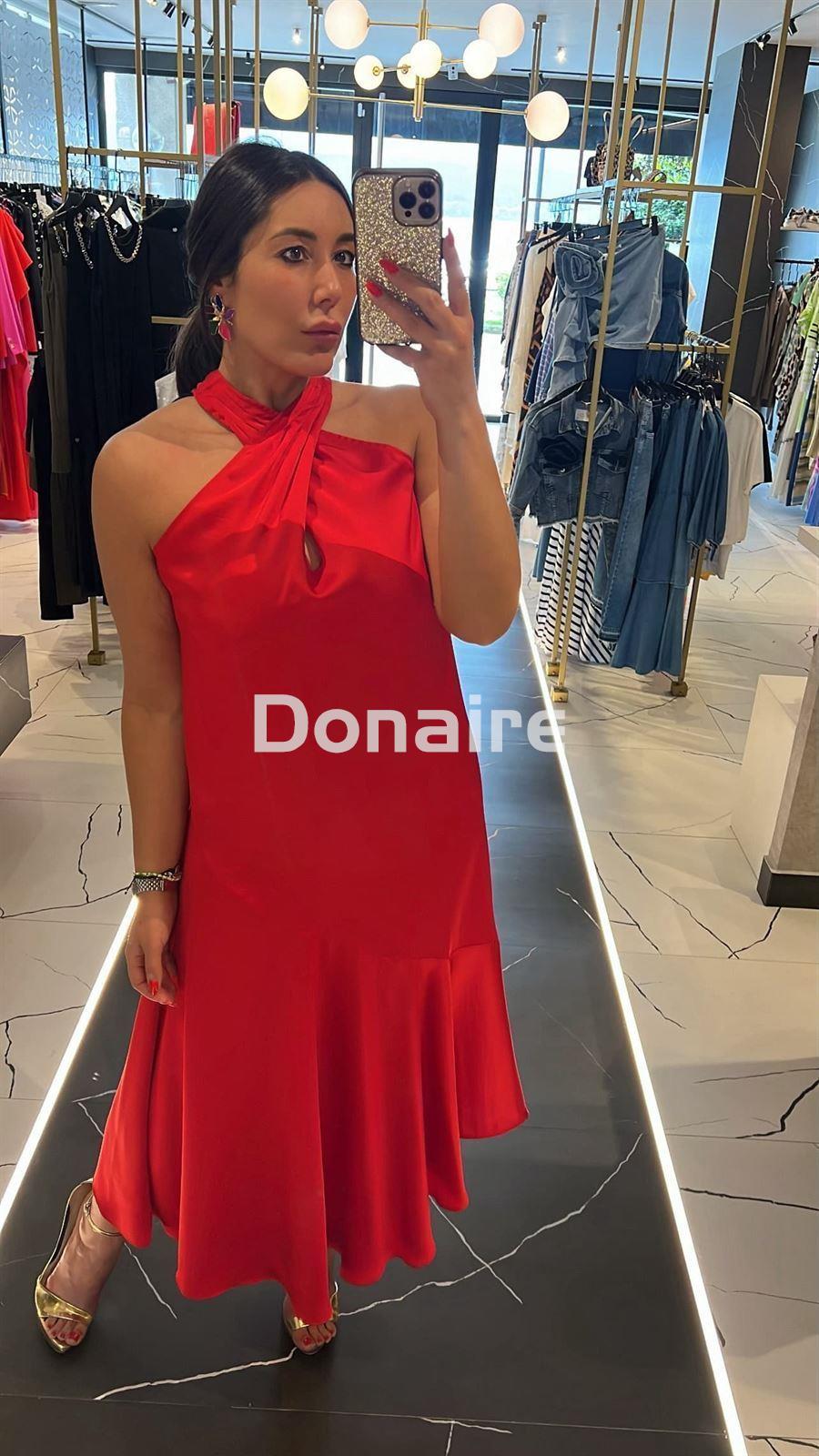 Vestido midi cuello halter cruzado Maite - Imagen 3