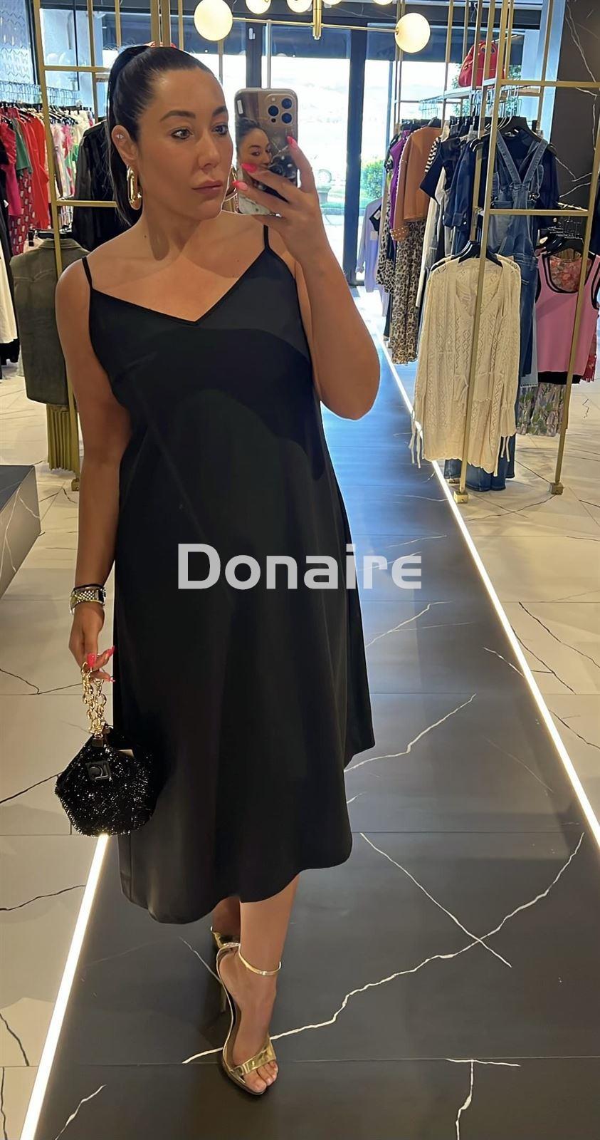 Vestido negro bajo asimétrico Lez a Lez - Imagen 2