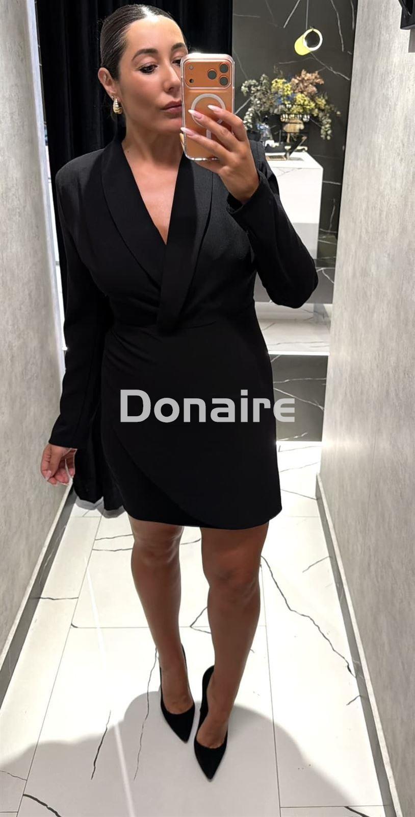 Vestido negro cuello smoking Koralline - Imagen 1