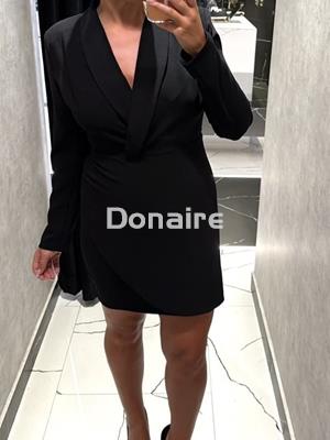 Vestido negro cuello smoking Koralline - Imagen 1