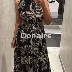 Vestido negro largo cut out palmeras Lez a Lez - Imagen 1