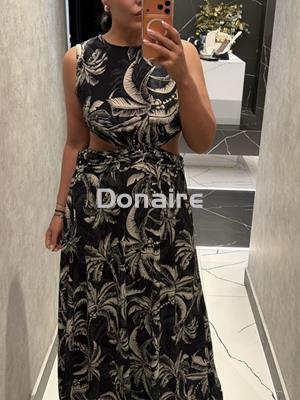 Vestido negro largo cut out palmeras Lez a Lez - Imagen 1