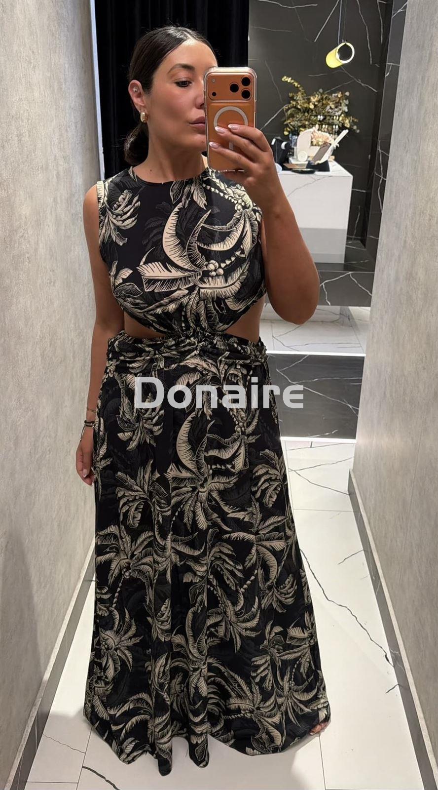 Vestido negro largo cut out palmeras Lez a Lez - Imagen 2