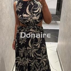 Vestido negro largo cut out palmeras Lez a Lez - Imagen 2