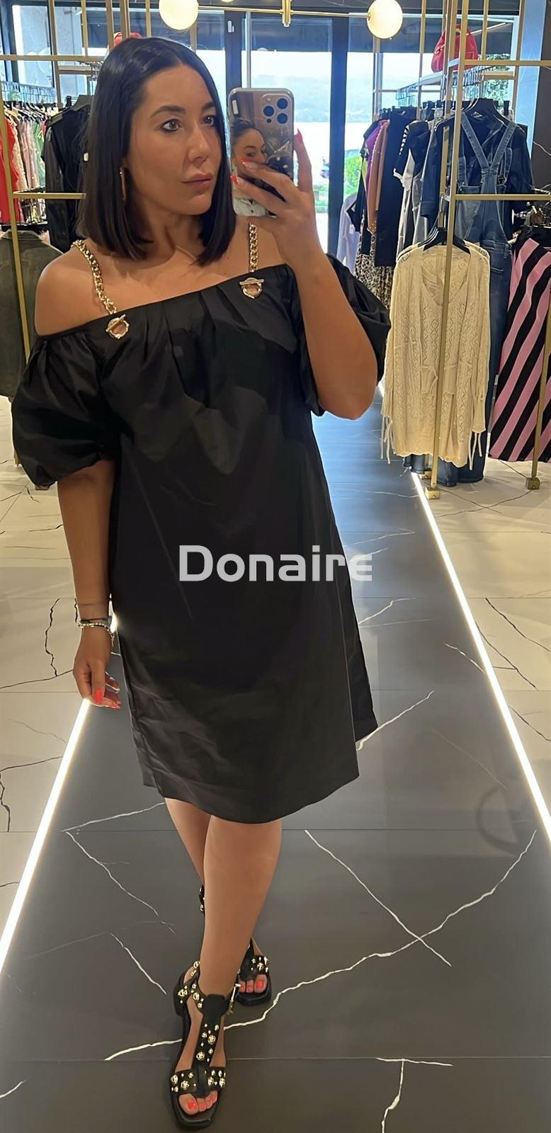 Vestido negro tirantes cadena Lola Casademunt - Imagen 1