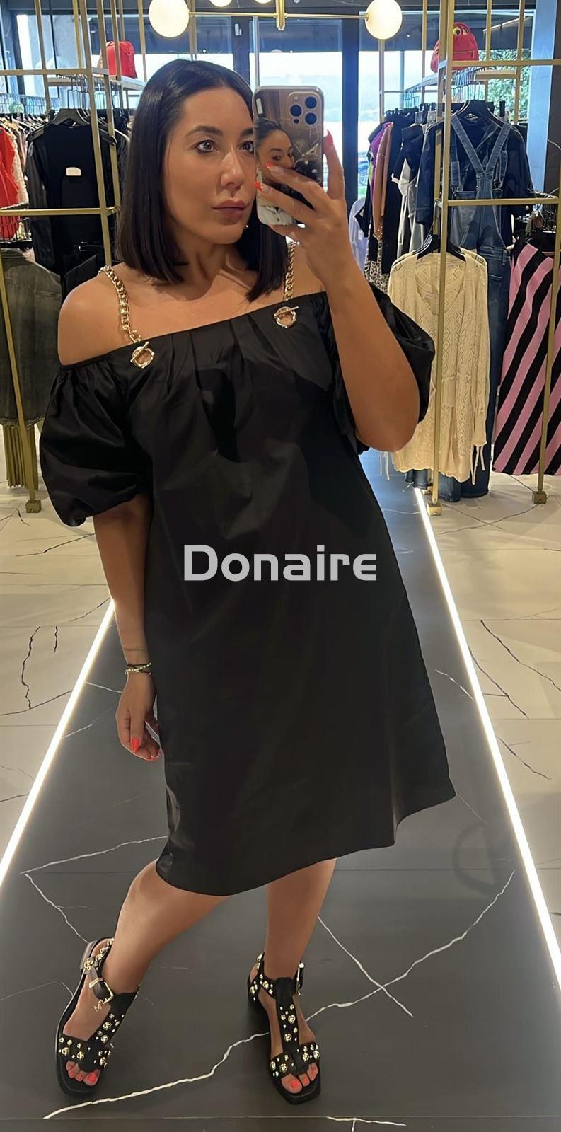 Vestido negro tirantes cadena Lola Casademunt - Imagen 2