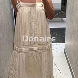 Vestido plisados y calados crudo NKN - Imagen 1
