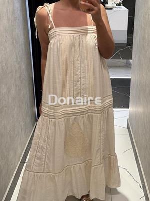 Vestido plisados y calados crudo NKN - Imagen 2