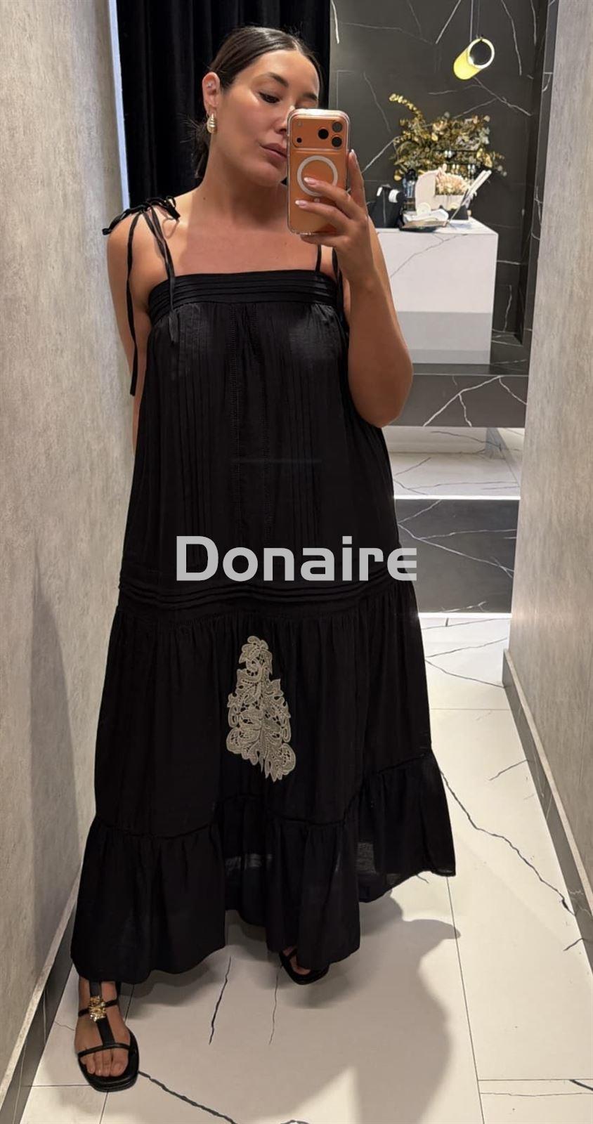 Vestido plisados y calados negro NKN - Imagen 1