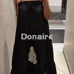 Vestido plisados y calados negro NKN - Imagen 1